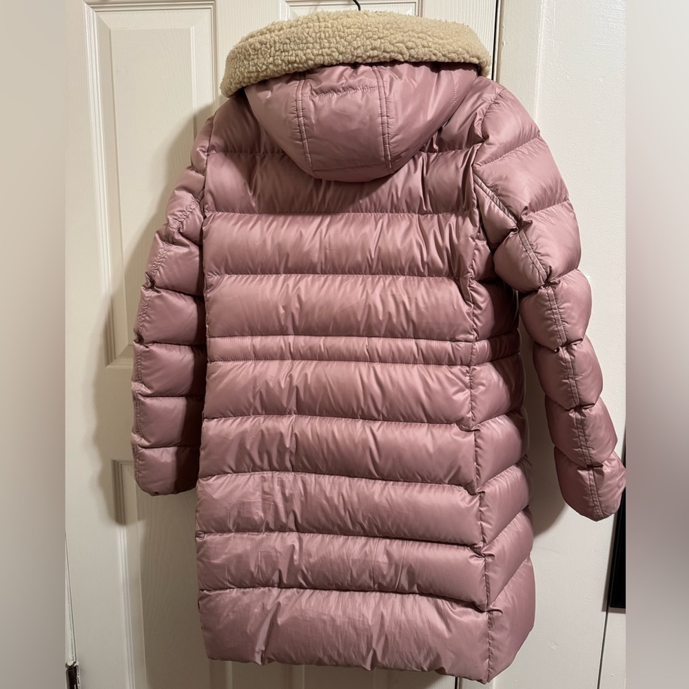 Coach Blush Pink Rose Quilted Long Slim Puffer Hooded Jacket size L - Picture 5 of 13